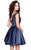 Shail K - Short Lace Prom Dress 4082 in Blue