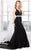 Shail K - Elegant Plunging V Neck Mermaid Gown with Shimmering Waistband 4090 In Black