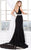 Shail K - Elegant Plunging V Neck Mermaid Gown with Shimmering Waistband 4090 In Black