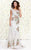 Shail K - Sleeveless Lace Gown with Beaded Floral Print 4092 in White and Floral