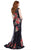 Shail K - Sleeveless Lace Gown with Beaded Floral Print 4092 in Black and Floral