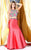 Shail K - Two Piece Long Open Back Dress 5012 in Pink and Multi-Color