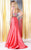 Shail K - Two Piece Long Open Back Dress 5012 in Pink and Multi-Color