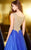 Shail K - Stunning Laced and Beaded Scoop Neck Tulle A-Line Gown 5019 in Blue and Gold