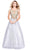 Shail K - Stunning Laced and Beaded Scoop Neck Tulle A-Line Gown 5019 in Silver and Gold