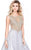 Shail K - Stunning Laced and Beaded Scoop Neck Tulle A-Line Gown 5019 in Silver and Gold