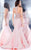 Shail K - Long Dress with a Sheer Back 5023 in Pink