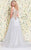 Shail K - Dazzling Embroidered V-Neck Tulle A-Line Dress 5028 in White and Gold