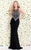 Shail K - Ravishing and Embellished Jewel Neck Jersey Trumpet Gown 5032 in Black