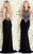 Shail K - Ravishing and Embellished Jewel Neck Jersey Trumpet Gown 5032 in Black