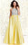 Shail K - Embellished Halter Neck Mikado A-line Dress 40342  In Yellow