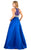 Shail K - Embellished Halter Neck Mikado A-line Dress 40342  In Blue