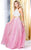 Shail K - Two Piece Beaded Halter Neck Organza Floral A-line Dress 40712  In Pink