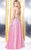 Shail K - Two Piece Beaded Halter Neck Organza Floral A-line Dress 40712  In Pink