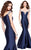 Shail K - Dazzling Jewel Crusted Off-Shoulder Mermaid Gown 40832 In Blue