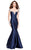 Shail K - Dazzling Jewel Crusted Off-Shoulder Mermaid Gown 40832 In Blue