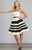 Mac Duggal Black White Red - 7525 Stripes A Line Cocktail Dress In Neutral and Black
