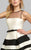 Mac Duggal Black White Red - 7525 Stripes A Line Cocktail Dress In Neutral and Black