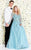 Shail K - Embroidered and Beaded Long Sleeve Scoop Neck Tulle A-line Gown 50192