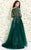 Shail K - Embroidered and Beaded Long Sleeve Scoop Neck Tulle A-line Gown 50192  In Green