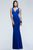 Faviana - 7541 V-Neck Evening Dress with Side Cutouts  in Blue