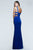 Faviana - 7541 V-Neck Evening Dress with Side Cutouts  in Blue