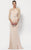 Long Lace Sleeved Cutout Back Sheath Gown 27156 in Pink and Neutral