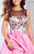 Tarik Ediz - Floral Accented A-line Dress 50002 in Pink