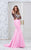 Tarik Ediz - Floral Accented Mermaid Dress 50004 in Pink