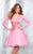 Tarik Ediz - Two-Piece V-Neck A-line Dress 50005 in Pink