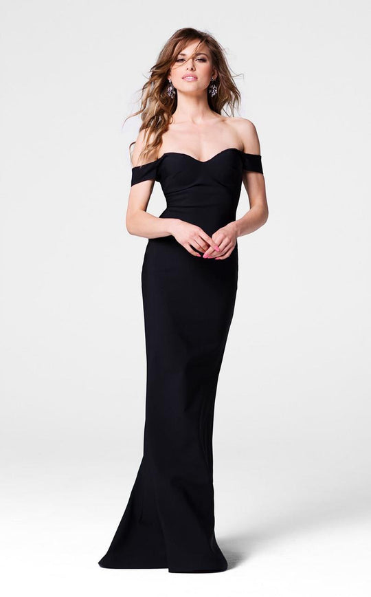 Tarik Ediz - Off the Shoulder Fitted Gown 50006 in Black