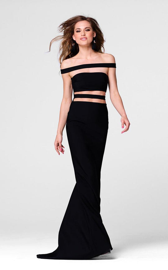 Tarik Ediz - Off The Shoulder Sheath Dress 50009 in Black