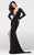 Tarik Ediz - Slim Long Sleeve V Neck Twist Gown 50017 in Black