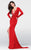 Tarik Ediz - Slim Long Sleeve V Neck Twist Gown 50017 in Red