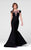 Tarik Ediz - Floral Crystal Accented Mermaid Gown 50019 in Black
