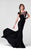 Tarik Ediz - Floral Crystal Accented Mermaid Gown 50019 in Black