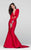 Tarik Ediz - Two Piece V-Neck Mermaid Dress 50031 in Red