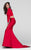 Tarik Ediz - Two Piece V-Neck Mermaid Dress 50031 in Red