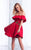 Tarik Ediz - Off-Shoulder A-line Dress 50033 in Red