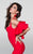 Tarik Ediz - Fitted Gown with Bell Sleeves Armband 50041 in Red