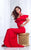 Tarik Ediz - Fluttery Cold Shoulder Gown 50044 in Red