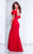 Tarik Ediz - Fluttery Cold Shoulder Gown 50044 in Red