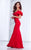 Tarik Ediz - Fluttery Cold Shoulder Gown 50044 in Red