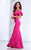 Tarik Ediz - Fluttery Cold Shoulder Gown 50044 in Pink