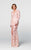 Tarik Ediz - Lace V-neck Sheath Dress 50058 in Pink and Neutral