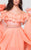 Tarik Ediz - Beaded Off The Shoulder A-line Dress 50064 in Orange