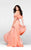 Tarik Ediz - Beaded Off The Shoulder A-line Dress 50064 in Orange