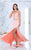 Tarik Ediz - Floral Embroidered V-Neck Trumpet Dress 50066 in Pink and Orange