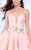 Tarik Ediz - Floral Accented A-line Dress 50067 in Pink and Orange