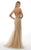 Morrell Maxie - 15444 Bejeweled Illusion Godet Gown In Neutral